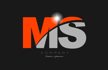 combination letter ms m s in grey orange color alphabet for logo icon design - obrazy, fototapety, plakaty