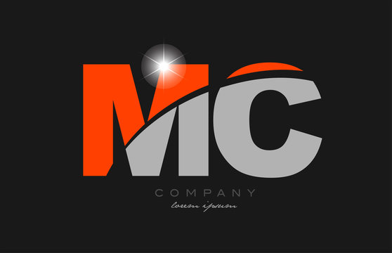 combination letter mc m c in grey orange color alphabet for logo icon design