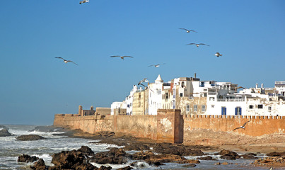 Essaouira ancient walls and fortress with cannons