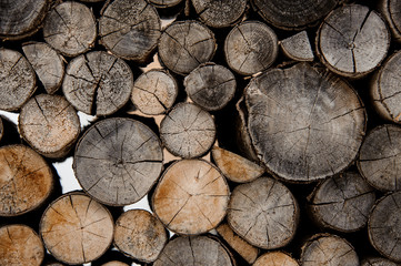 Background of the cracked firewood logs in cut