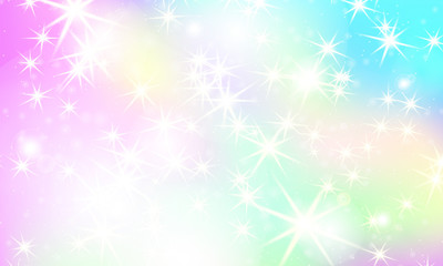 Unicorn rainbow background. Holographic sky