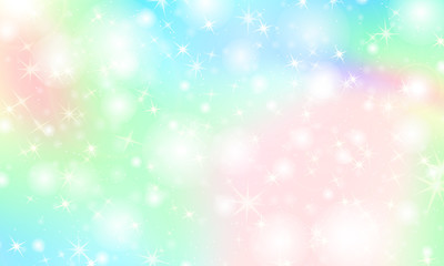 Unicorn rainbow background. Holographic sky