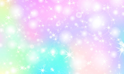 Unicorn rainbow background. Holographic sky