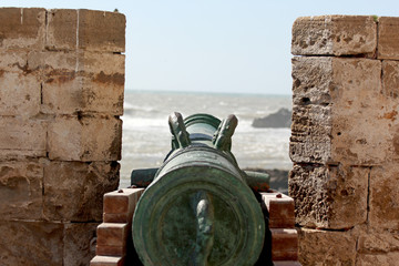Essaouira ancient walls and fortress with cannons