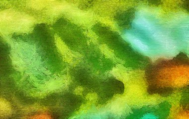 Detailed close-up grunge clouds abstract background. Dry brush strokes hand drawn oil painting on canvas texture. Creative simple pattern for graphic work, web design or wallpaper. Chaotic splashes.