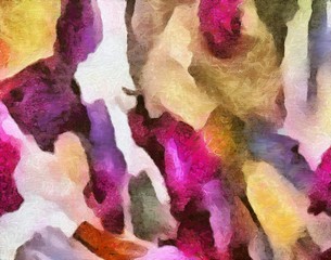 Detailed close-up grunge clouds abstract background. Dry brush strokes hand drawn oil painting on canvas texture. Creative simple pattern for graphic work, web design or wallpaper. Chaotic splashes.