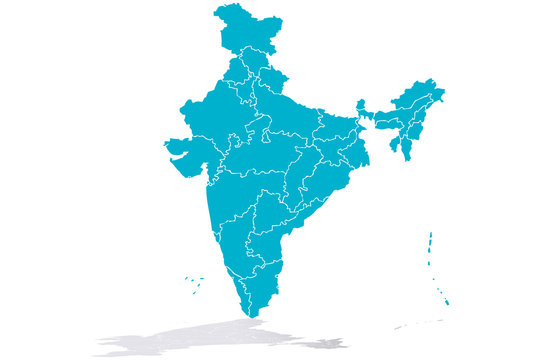 Mapa azul de India.
