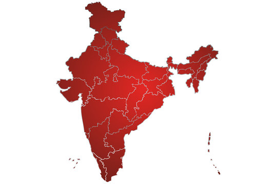 Mapa rojo de India. 