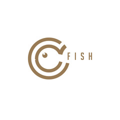 C logo and fish icon, in initial letter design.
