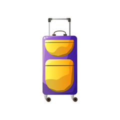 Modern Plastic wheeled Suitcase, Traveler Luggage Vector Illustratio