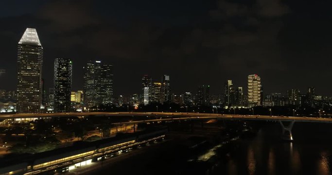 Aerial footage Car overpass bridge in Singapore