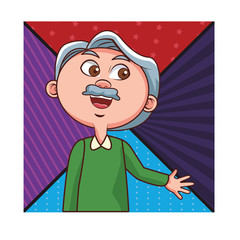 grandfather glasses waving portrait