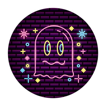 ghost video game neon