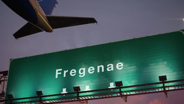 Airplane Take off Fregenae during a wonderful sunset