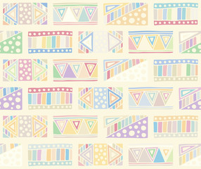 Seamless vector pattern. geometrical background with hand drawn decorative tribal elements. Print with ethnic, folk, traditional motifs. Graphic illustration for wrapping, wallpaper, fabric, packing