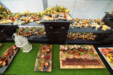 buffet of snacks on the table