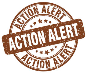 action alert brown grunge stamp