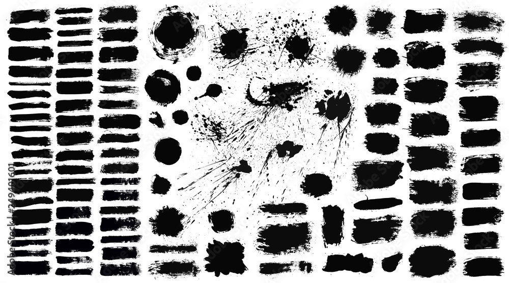 Aufkleber Brush strokes set vector painted isolated objects
