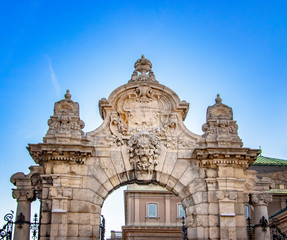 Fototapeta na wymiar The gate of Buda palace in Budapest, Hungary.
