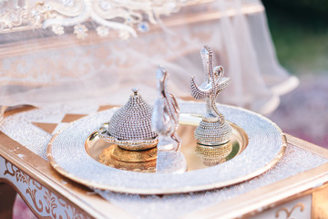 Decoration for a Muslim ceremony with gilding and shimmering colors