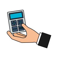 hand holding business calculator