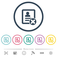 Cancel contact flat color icons in round outlines