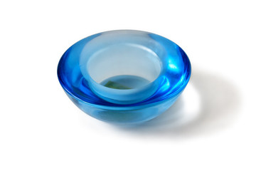 Blue glass candle holder