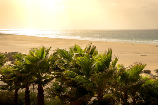 Ausblick auf die Praia de Chaves bei Sonnenuntergang, Boa Vista, Kapverden