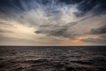 Tremiti islands barely visible along the horizon line in the Adriatic Sea