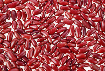 Close up Red beans in spoon isolated on white background