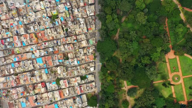 sunny day bangalore cityscape botanical garden aerial topdown panorama 4k india
