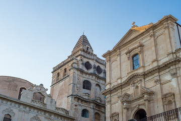 Valley of Noto Sicily. Typical details of Baroque architecture in Noto