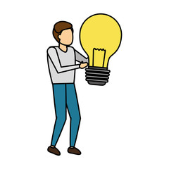 businessman holding light bulb creativity