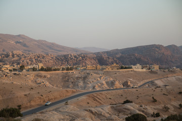 Fototapeta na wymiar Uum Sayhoun, Road between Wadi Musa and little Petra, Jordan