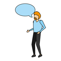 man standing with speech bubble
