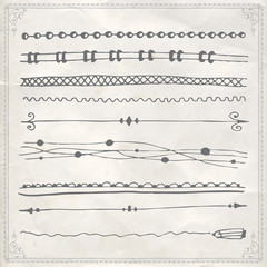 Obraz premium Hand drawn line border frame design elements set