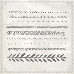 Obraz premium Hand drawn line border frame design elements set