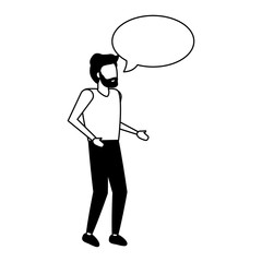man standing with speech bubble