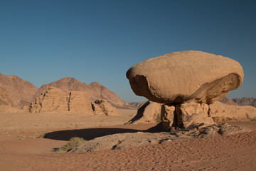 Fototapeta na wymiar Mushroom rock formation in Wadi Rum desert, Jordan