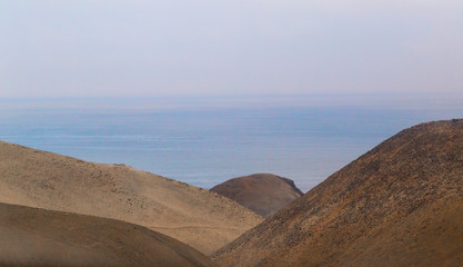 beaches of pisco, paracas, peru, The sea and the desert come together
