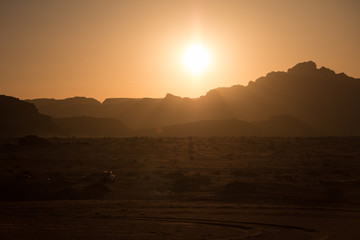 Sunset in Wadi Rum desert, Jordan