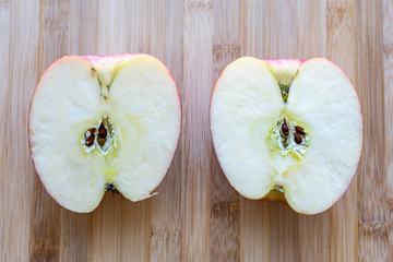 Sliced apple on cutting board 