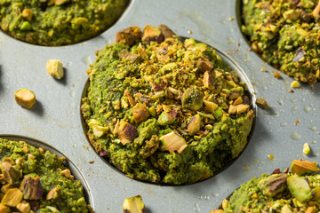 Homemade Green Matcha Pistachio Muffins