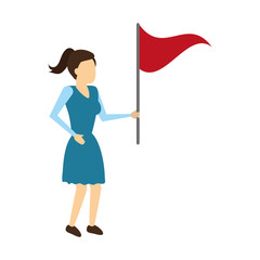 business woman with red flag