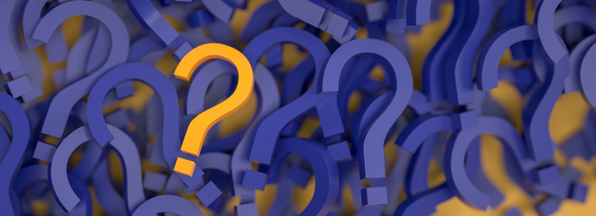 Black and red question marks background. 3D Rendering.