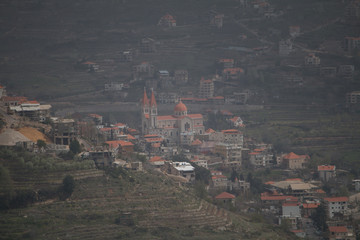 Church and monastery in the lebanese mountains, Middle East