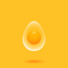 transparent egg without shell on a yellow background