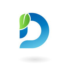 D letter natural organic leaf blue cool logo