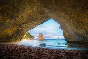 view from the cave at cathedral cove,coromandel,new zealand 7
