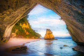 Foto auf Leinwand view from the cave at cathedral cove,coromandel,new zealand 33 © Christian B.